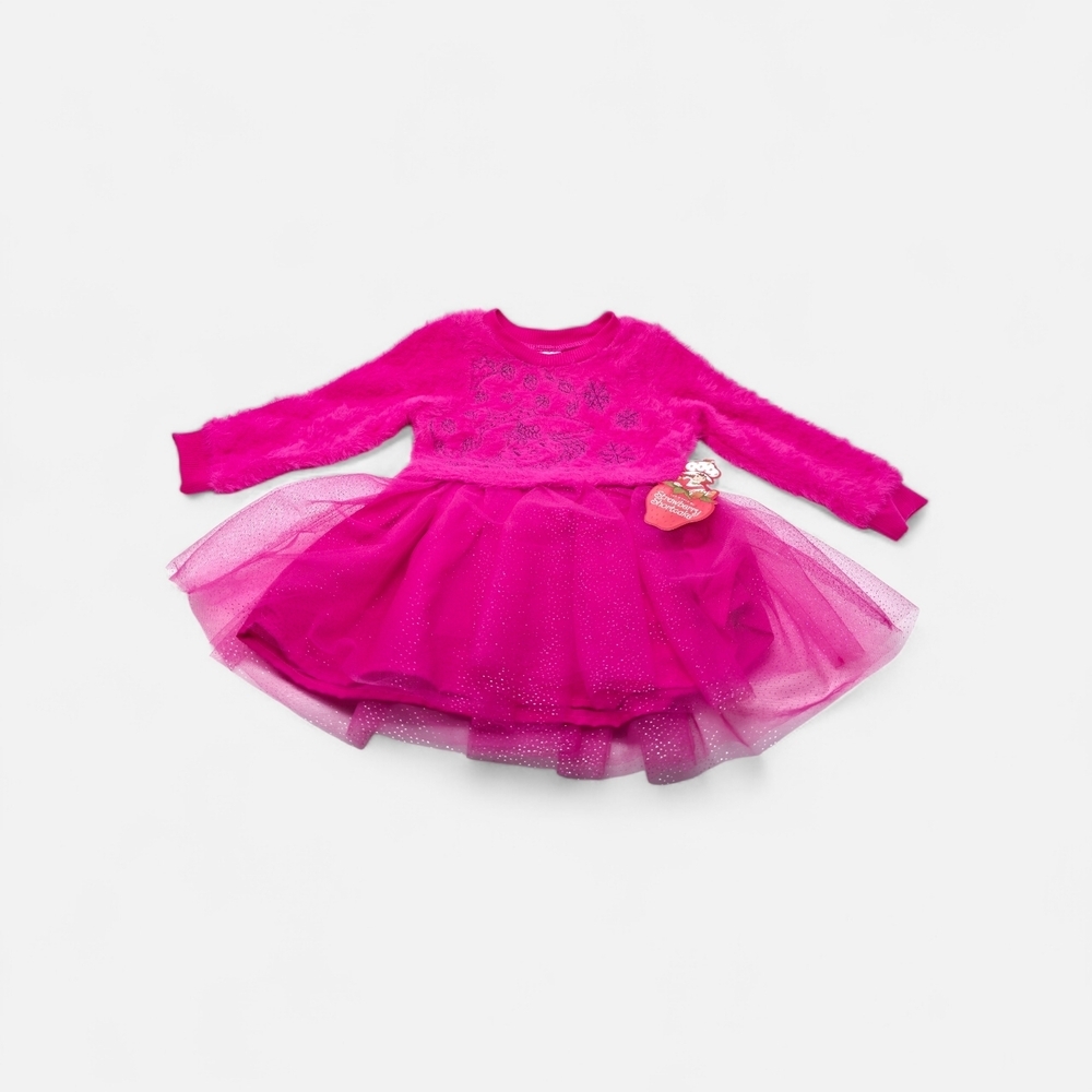Strawberry Shortcake Girls Pink Tulle Tutu Dress Long Sleeve 2T NWT
